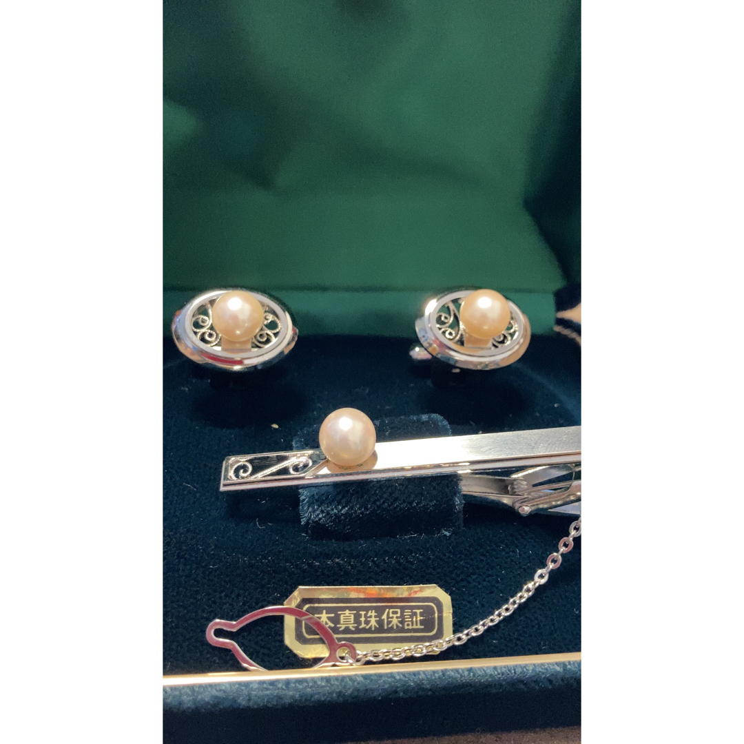 本真珠　ネクタイピン　カフスボタン メンズのファッション小物(ネクタイピン)の商品写真