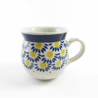 美品 CERAMIKA ARTYSTYCZNA ツェラミカ・アルティスティッチナ コーヒーカップ マルチカラー ポーリッシュマグ ポーランド 花 青 黄 白 SU4080A3 【中古】(グラス/カップ)