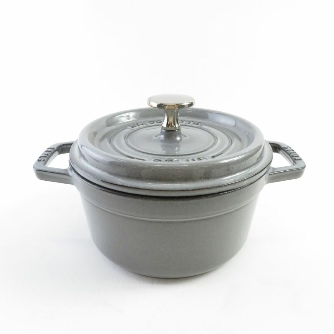 STAUB   美品 STAUB ストウブ ピコ ココット ラウンド 両手鍋 グレー