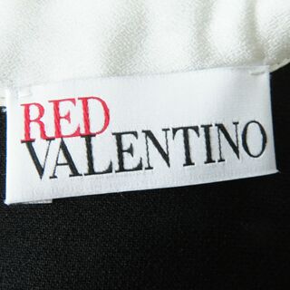 極美品◎正規品 RED VALENTINO レッド ヴァレンティノ 1R3VEB70691 レース・リボンタイ付き 長袖 オールインワン ブラック×ホワイト 38