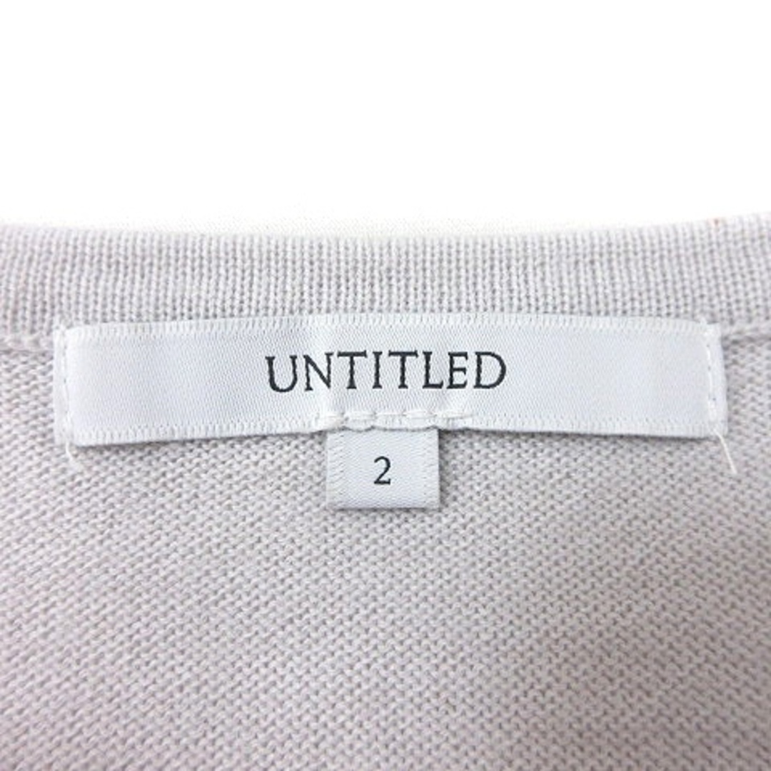 UNTITLED(アンタイトル)のアンタイトル ニット カットソー Vネック 刺繍 長袖 2 ライトグレー レディースのトップス(ニット/セーター)の商品写真