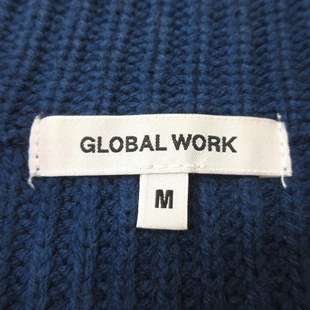 GLOBAL WORK(グローバルワーク)のグローバルワーク ニット セーター ハイネック ボーダー 長袖 M 紺 ■MO メンズのトップス(ニット/セーター)の商品写真