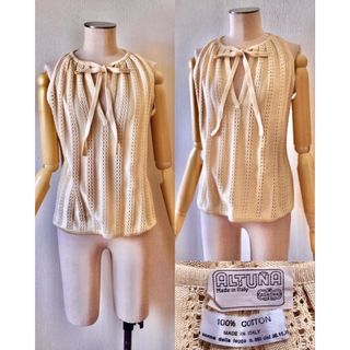 フミカウチダ(FUMIKA_UCHIDA)の70s AGNONA Cotton Crocheted Knit Tops(ニット/セーター)