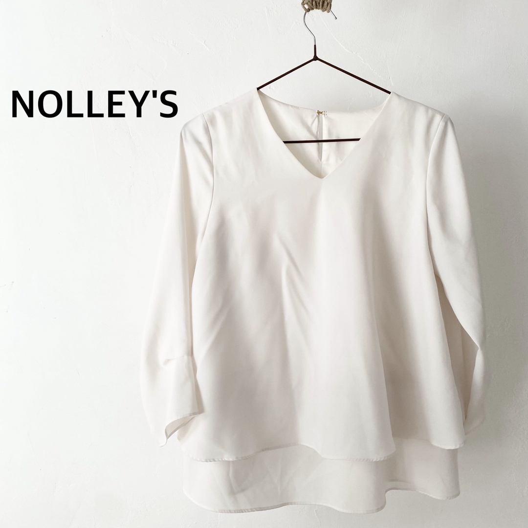 NOLLEY'S ノーリーズ　ホワイト　シャツ　シンプル　トップス　デザイン袖 | フリマアプリ ラクマ