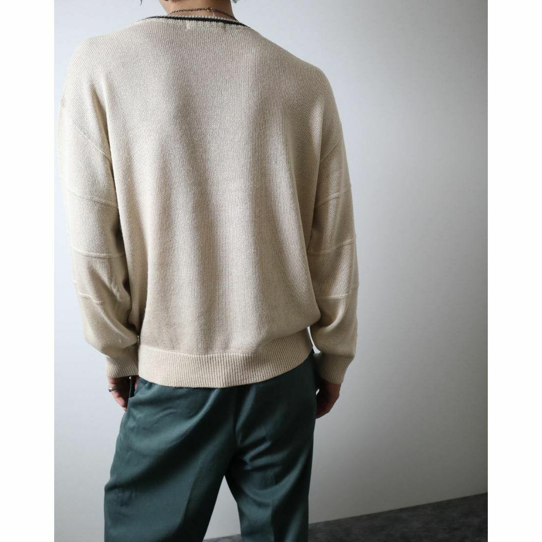 【vintage】ユニーク デザイン 3D調 リネン 麻混 ニット セーター古着屋arie✿K83