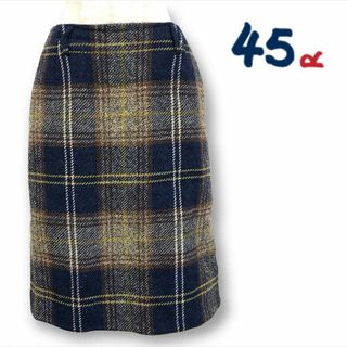 【送料無料】45rpmウールチェックスカート タイト size2 日本製
