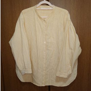 ユニクロ(UNIQLO)のユニクロ　リネンブレンドストライプバンドカラーシャツ（7分袖）(シャツ/ブラウス(長袖/七分))