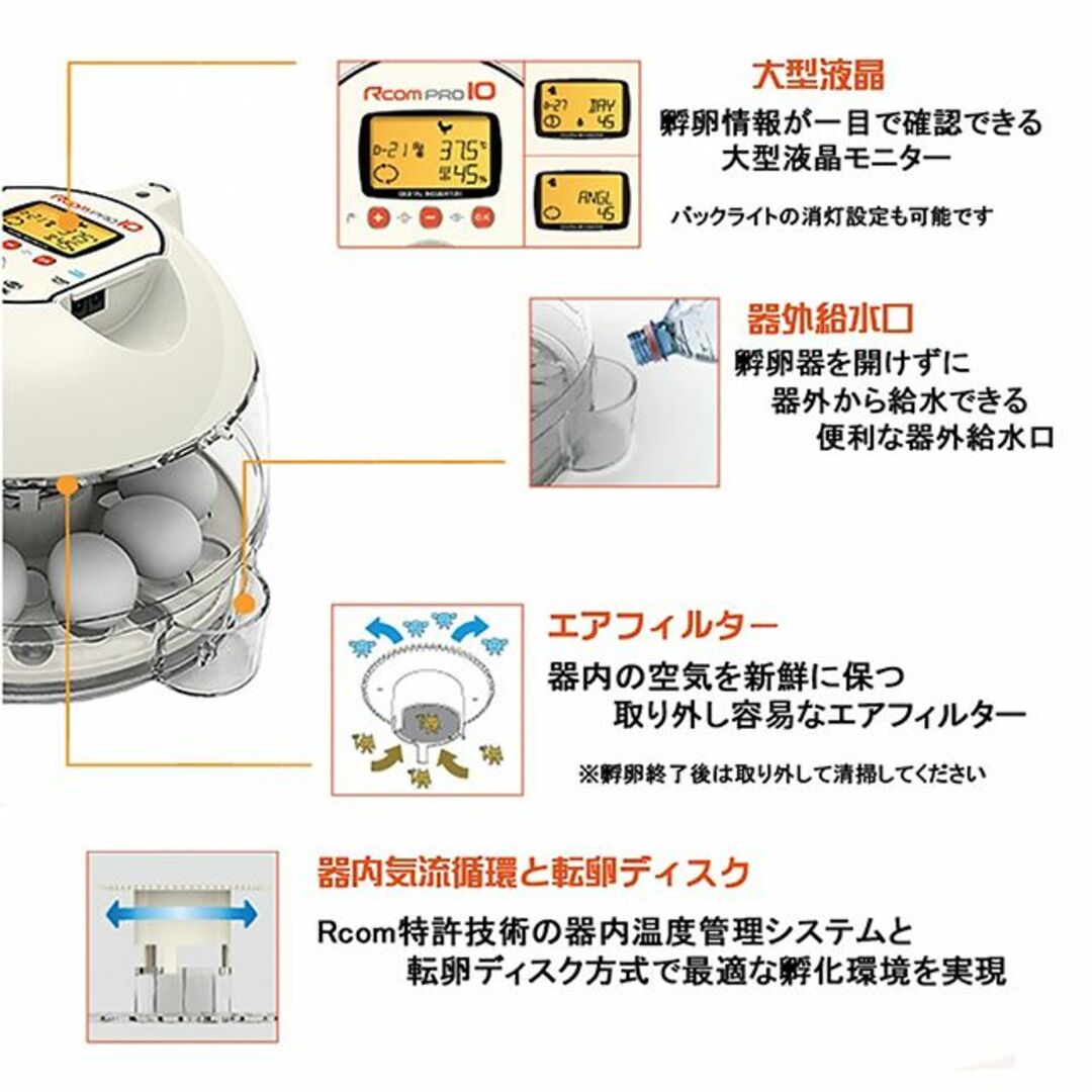 Rcom pro10 アールコムプロテン 自動孵卵器-