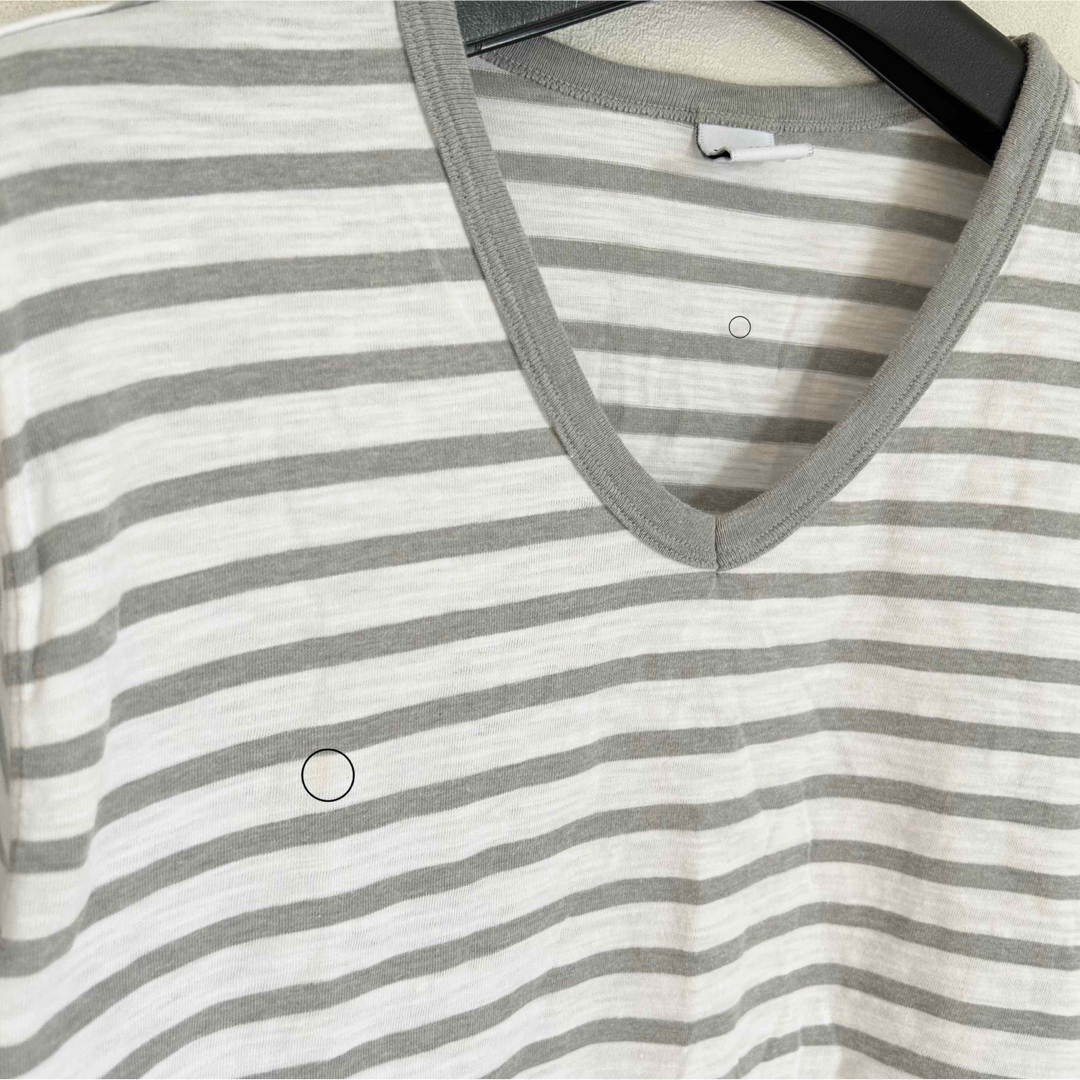 EDWIN(エドウィン)のエドウィン✨麻混メンズ半袖VネックボーダーTシャツL メンズのトップス(Tシャツ/カットソー(半袖/袖なし))の商品写真