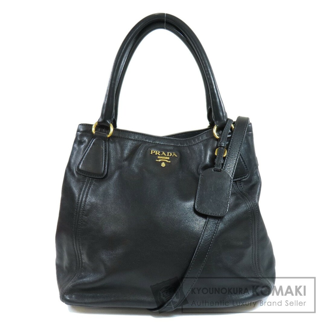 PRADA BN2534 2WAY ロゴプレート トートバッグ カーフ レディース