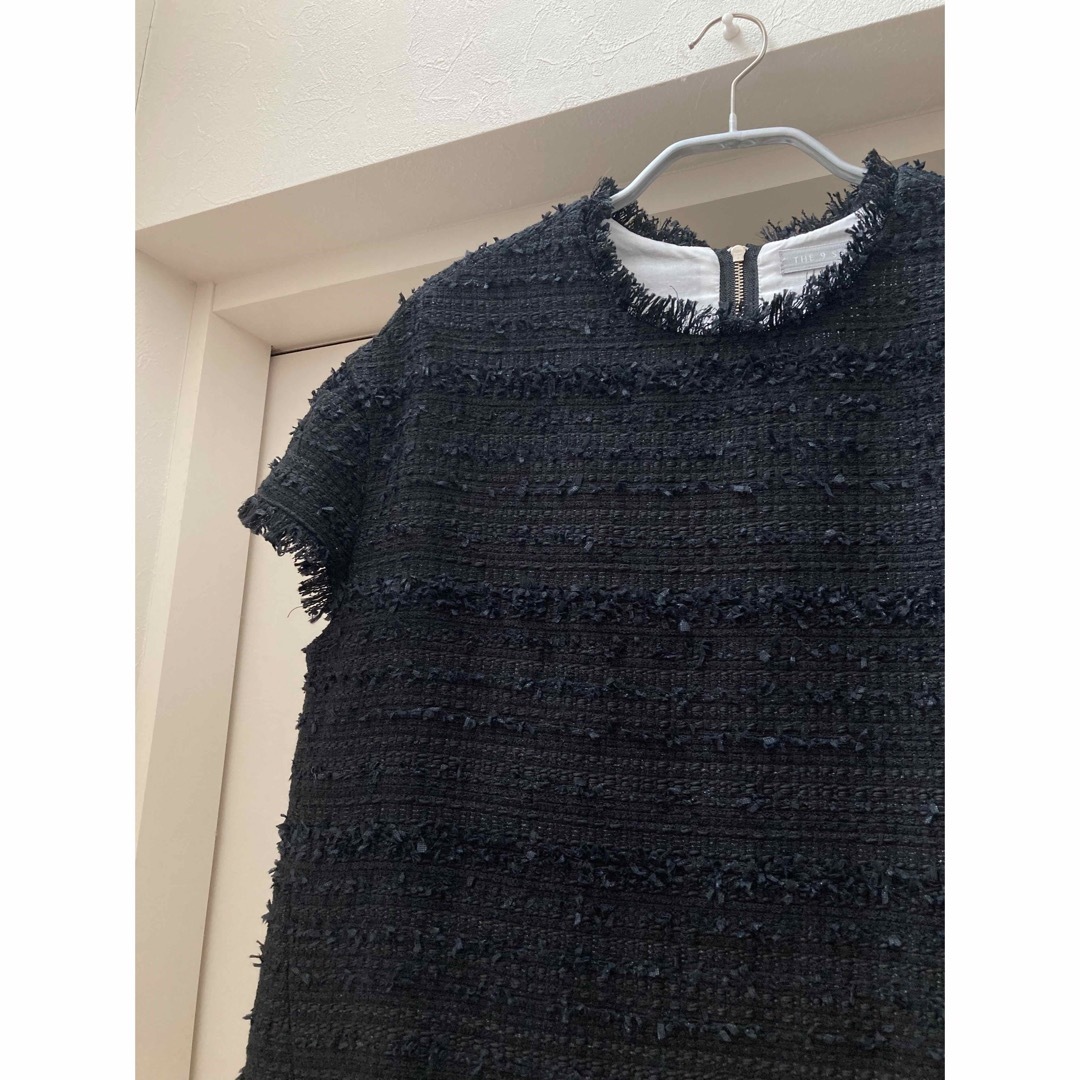 the9shop ツイード　トップス4 seasons tweed tops 黒 レディースのトップス(カットソー(半袖/袖なし))の商品写真