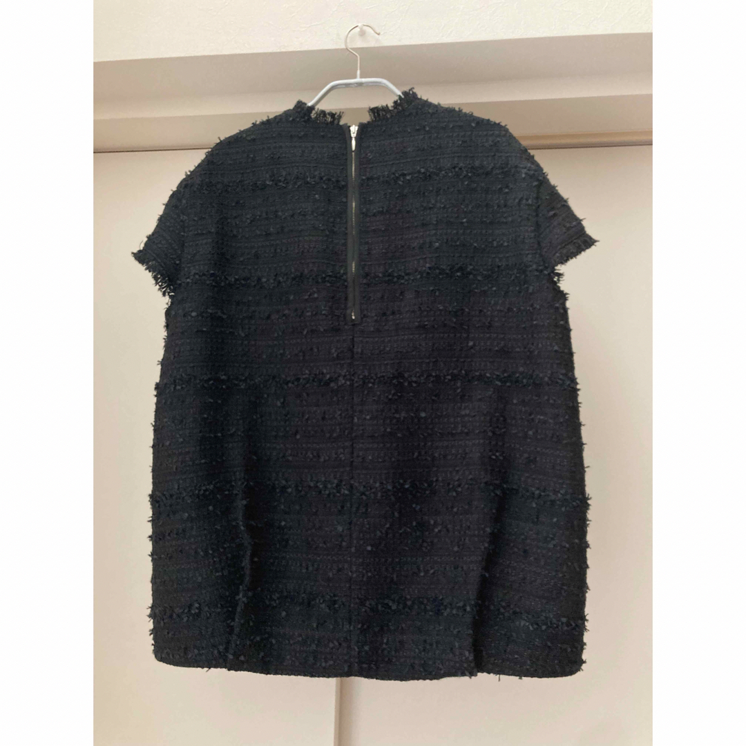 the9shop ツイード　トップス4 seasons tweed tops 黒 レディースのトップス(カットソー(半袖/袖なし))の商品写真