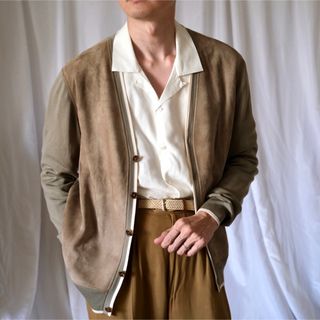 エルメス(Hermes)の美品HERMESエルメス ゴートスキンニットカーディガン カーキグレーXL(カーディガン)