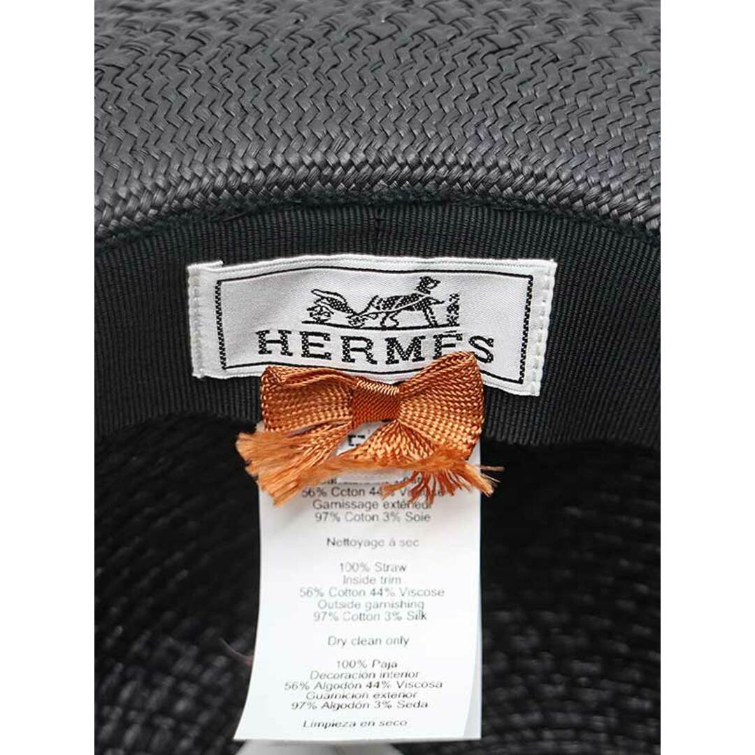 Hermes(エルメス)のHERMES エルメス グラントゥラララ シルクリボン付き ストローハット ブラック 58 レディースの帽子(麦わら帽子/ストローハット)の商品写真