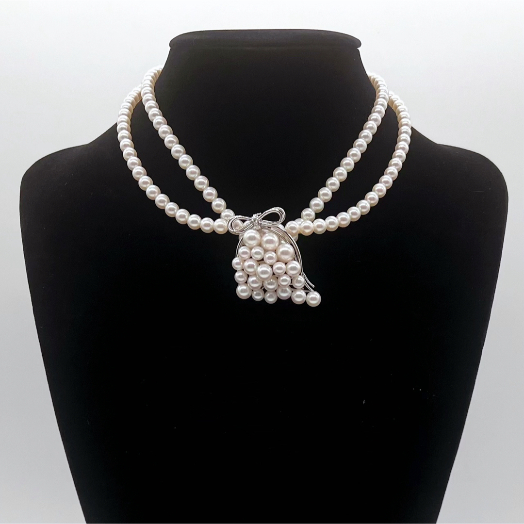 【MIKIMOTO】ミキモト　ダイヤパールネックレス未使用品SA