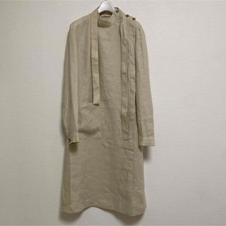 acne studios リネンシャツワンピース　ベージュ　38 麻　ロング丈