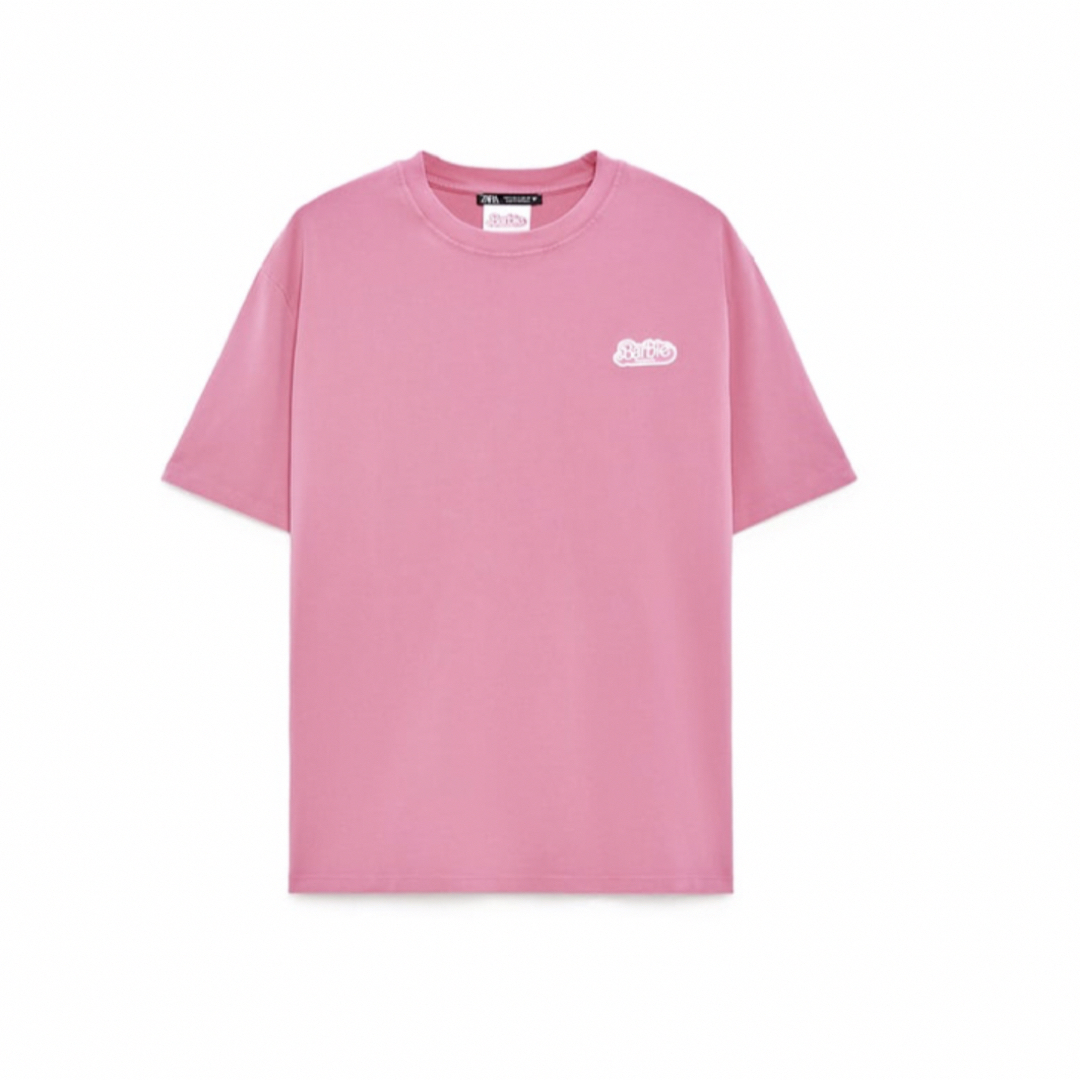 ZARA(ザラ)のBarbie ZARA コラボ　Tシャツピンク　Sサイズ　新品 レディースのトップス(Tシャツ(半袖/袖なし))の商品写真