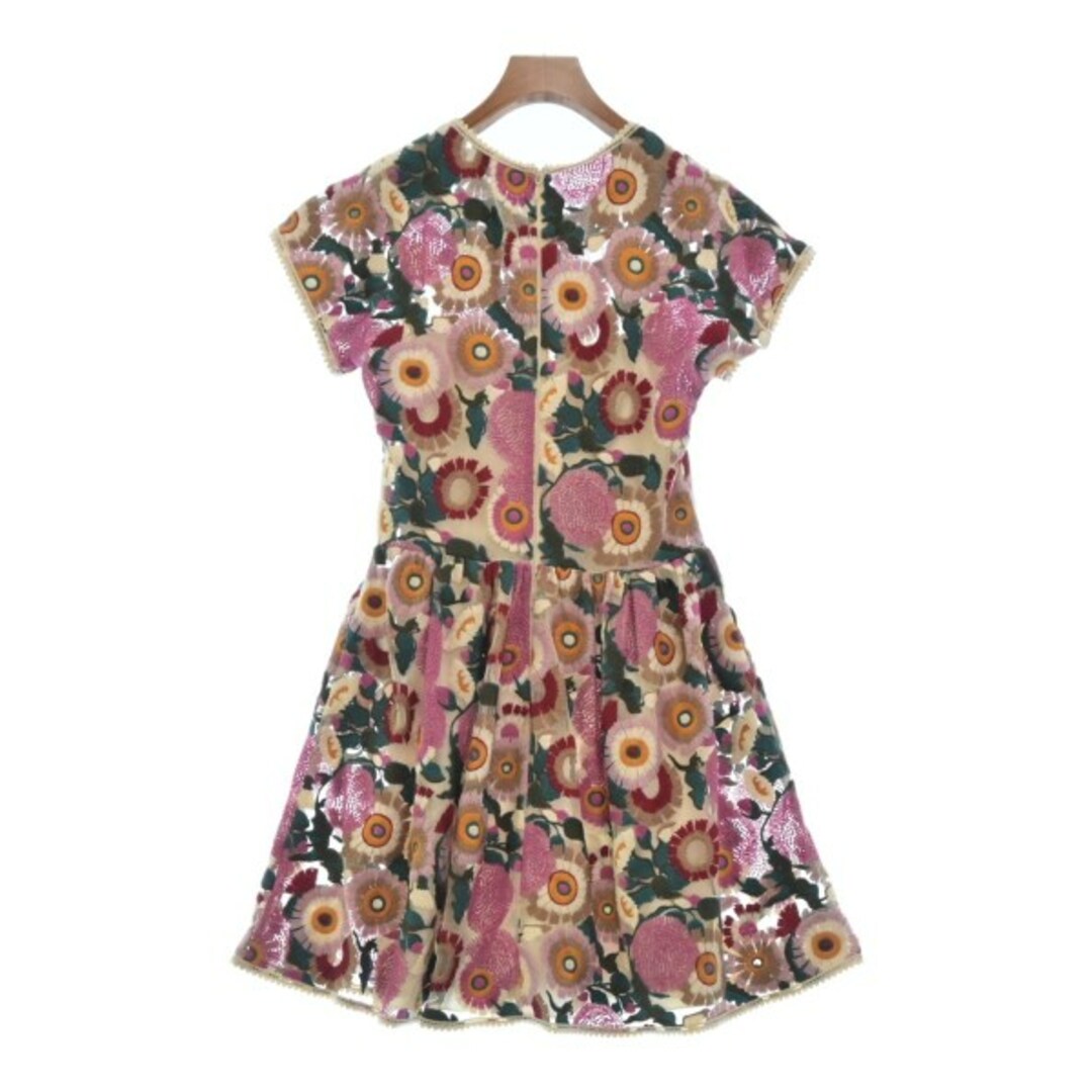 レッドヴァレンティノ シルク100％ 花柄 ワンピース 38 ベージュ×ピンク RED VALENTINO レディース   【230612】