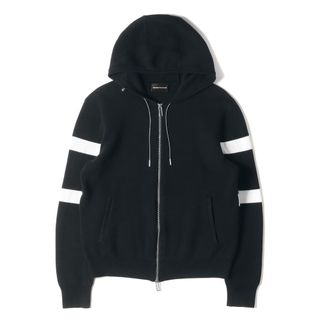 美品】EMPORIO ARMANI ブラックパーカーダブルジッパー中厚裏起毛-