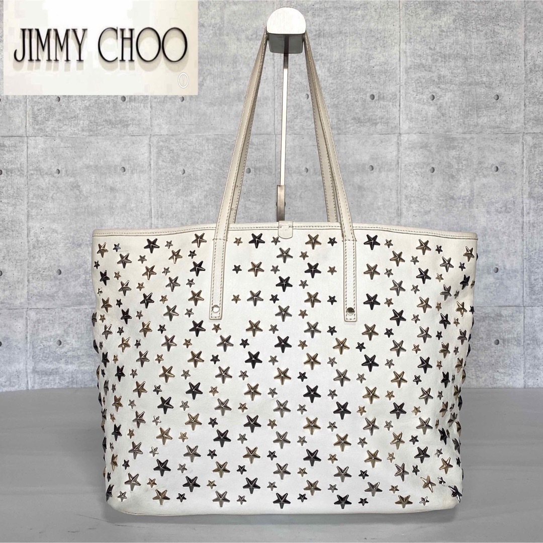 JIMMY CHOO(ジミーチュウ)の【JIMMY CHOO】SASHA/M ホワイト 3色スタースタッズトートバッグ レディースのバッグ(トートバッグ)の商品写真