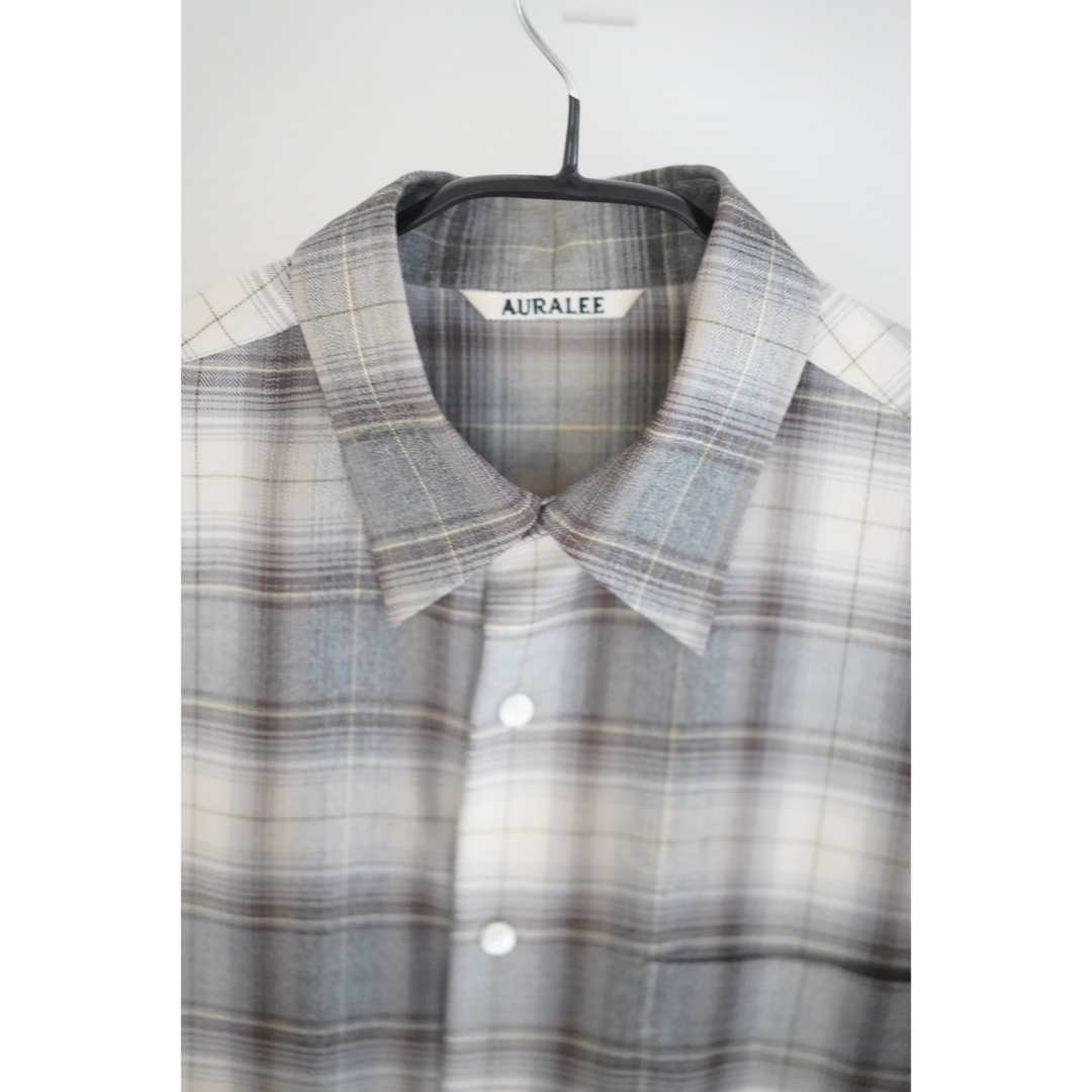 AURALEE SUPER LIGHT WOOL CHECK SHIRTS 3