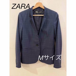 ザラ(ZARA)のザラ グレンチェック柄　スタンドカラー テーラードジャケット(テーラードジャケット)