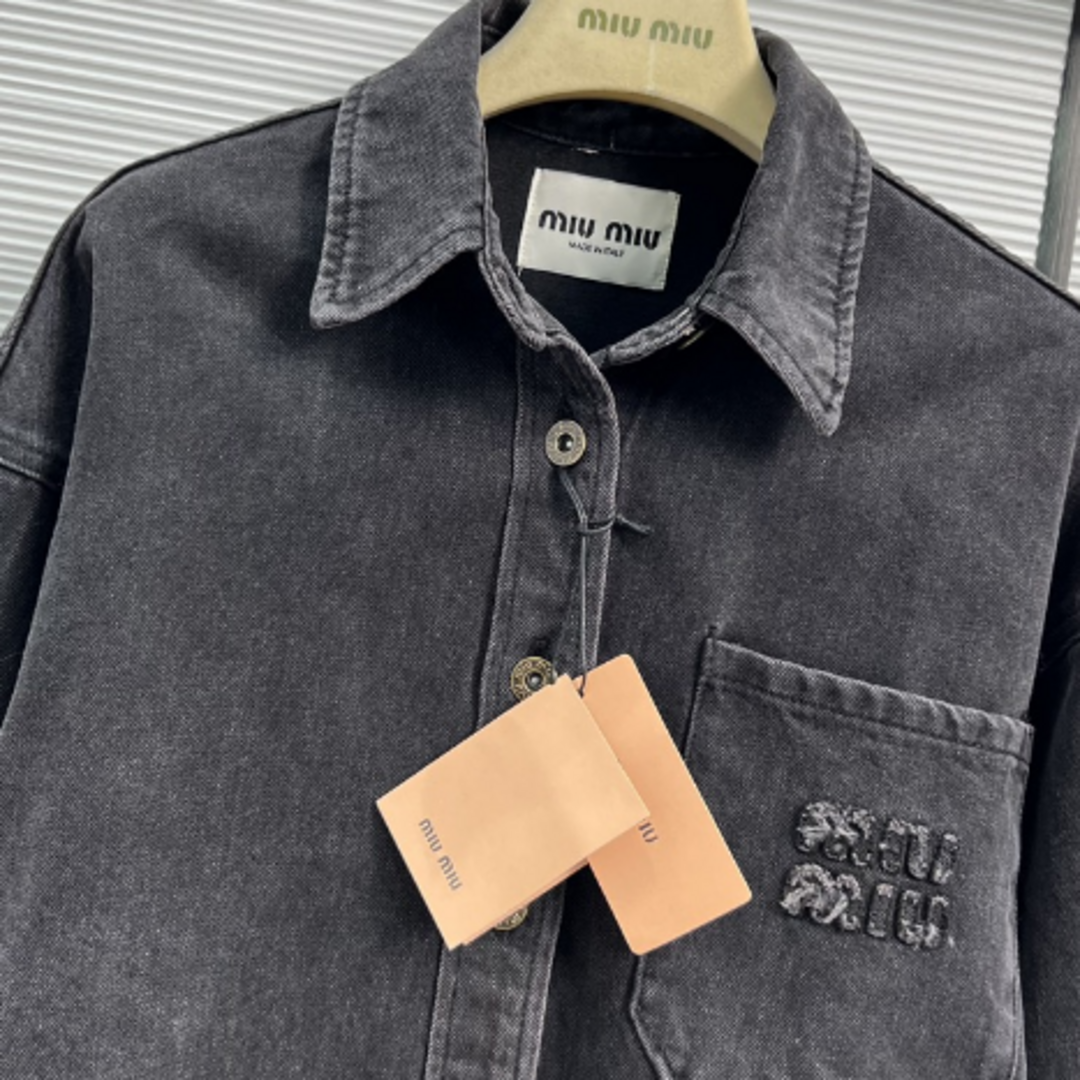 使い勝手の良い】 miu miu 23SS ミュウミュウ ジャケット シャツ 丸襟