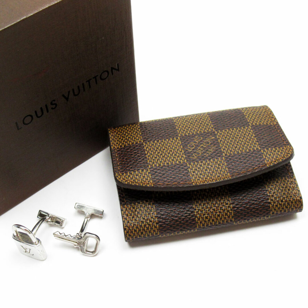 美品 LOUIS VUITTON ルイヴィトン モノグラム フラワー ブトン ドゥ マンシェット ホワイト 白 ゴールド メタル MP2354 カフス カフスケース メンズ 401450