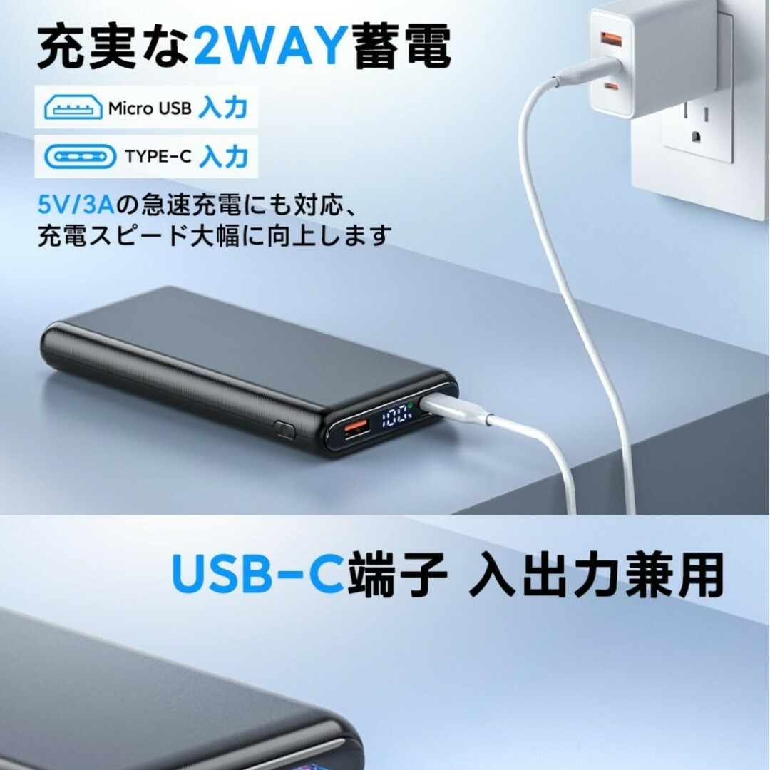 32000mAh大容量・超薄型ポータブル充電器