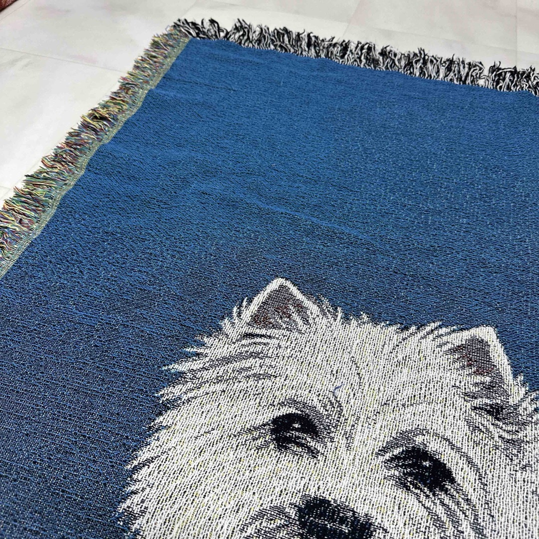 犬 ホワイトテリア マルチカバー ソファーカバー ビンテージラグ 160x126