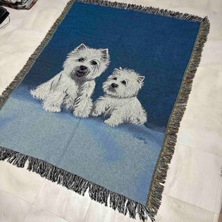 犬 ホワイトテリア マルチカバー ソファーカバー ビンテージラグ