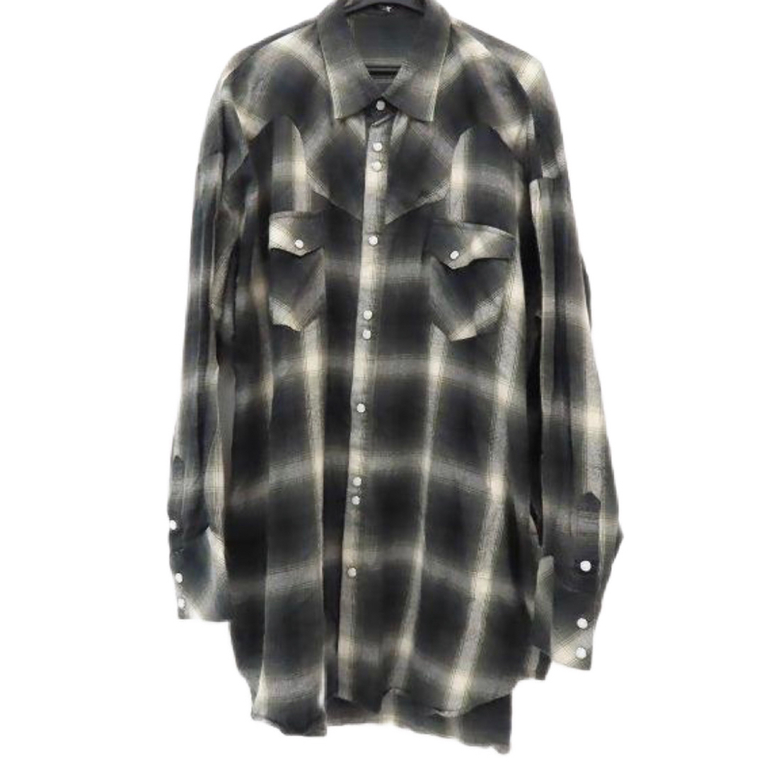 ノーアイディー ロングチェックシャツ