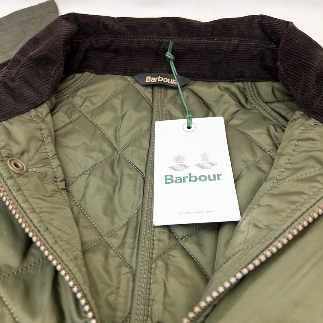 新品BARBOUR メンズ キルティングジャケット ASHBYオリーブ Lサイズ 5