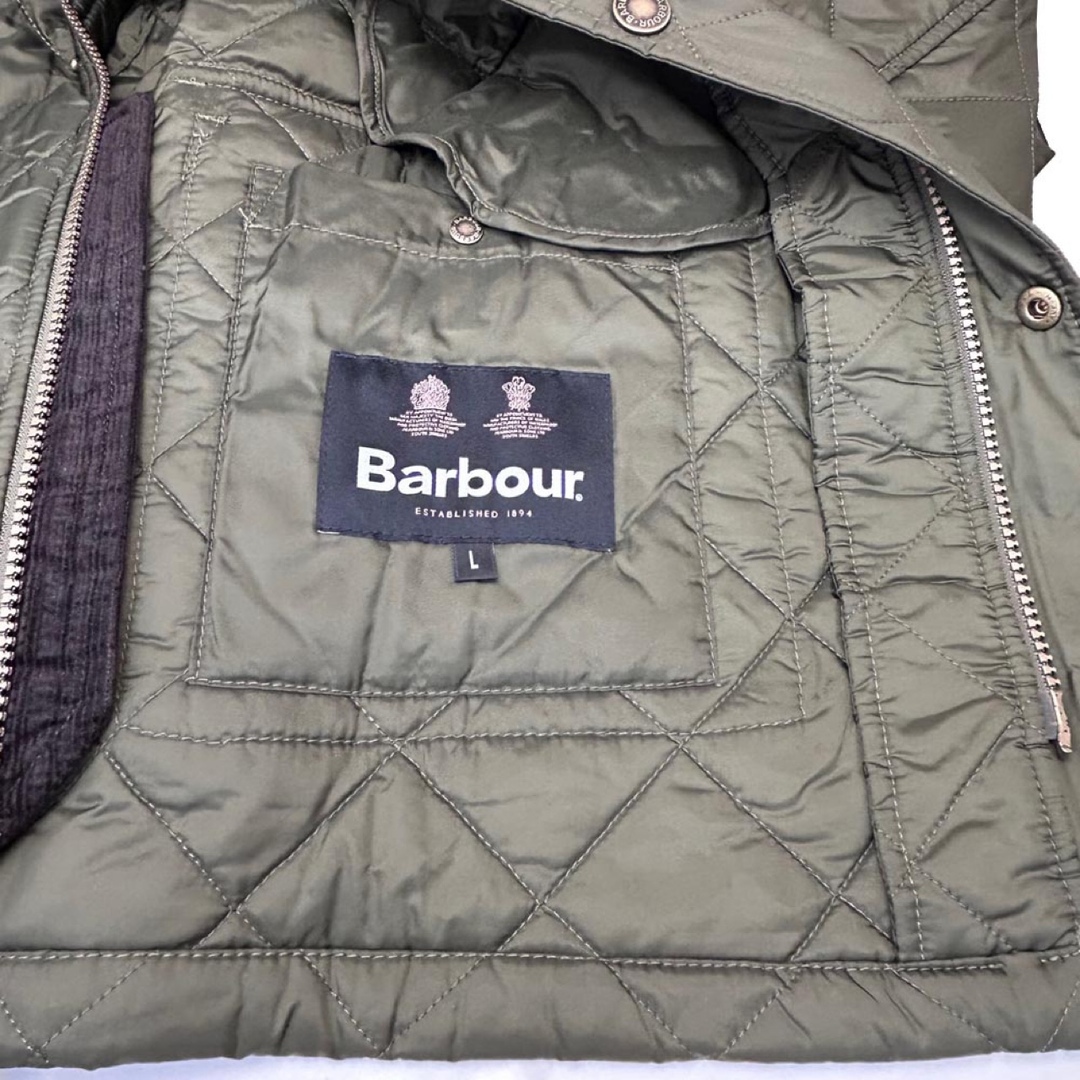 新品BARBOUR メンズ キルティングジャケット ASHBYオリーブ Lサイズ 7