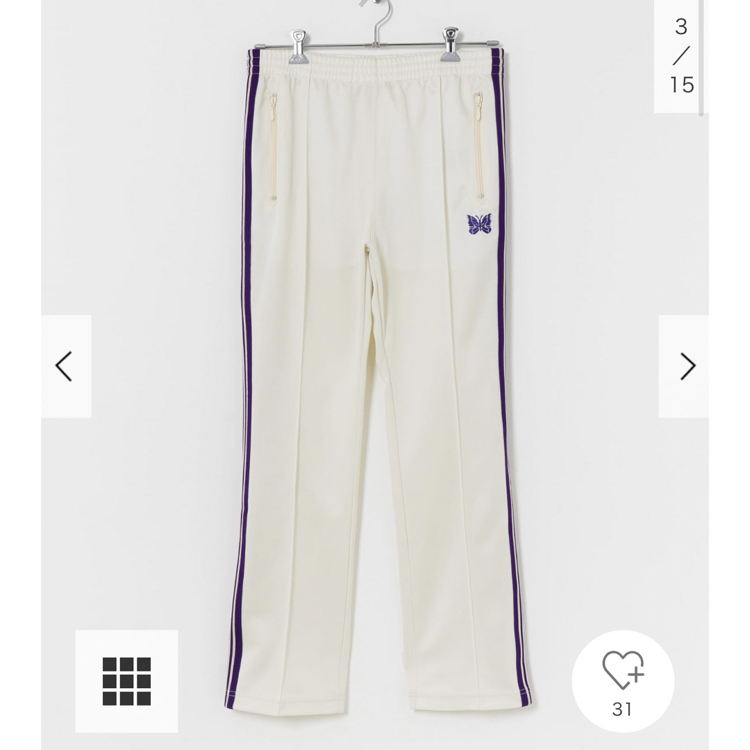 Needles　Narrow Track Pants white