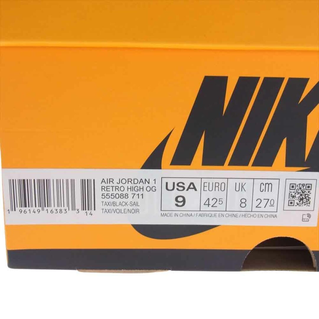 NIKE(ナイキ)のNIKE ナイキ スニーカー 555088-711 Air Jordan 1 Retro High OG Taxi エアジョーダン レトロ ハイ OG タクシー オレンジ系 ブラック系 ホワイト系 US9【中古】 メンズの靴/シューズ(スニーカー)の商品写真