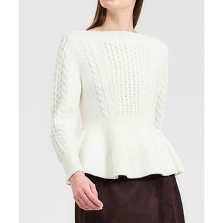 ESTNATION - 【新品】ESTNATION アランペプラムニット ホワイトの通販