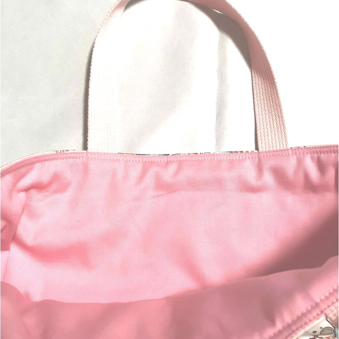 キルト生地のレッスンバッグ　すみっコぐらし／ピンク ハンドメイドのキッズ/ベビー(バッグ/レッスンバッグ)の商品写真