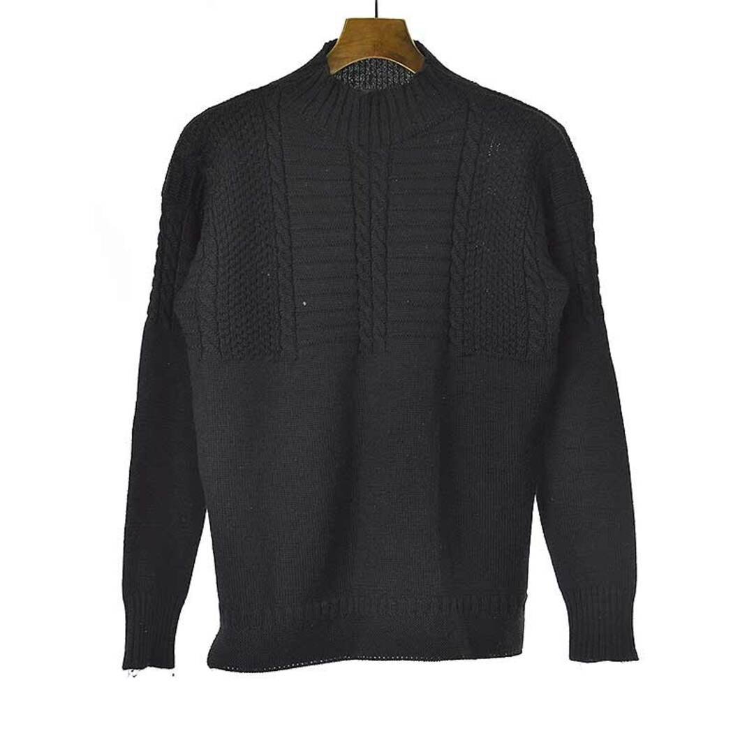 BUTCHER PRODUCTS ブッチャー プロダクツ GANSEY KNIT ケーブル切替タートルネックニットセーター ブラック 40