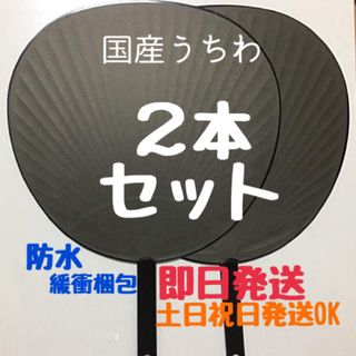 国産 ジャンボうちわ 黒 (艶なし) 無地 2本セット(アイドルグッズ)