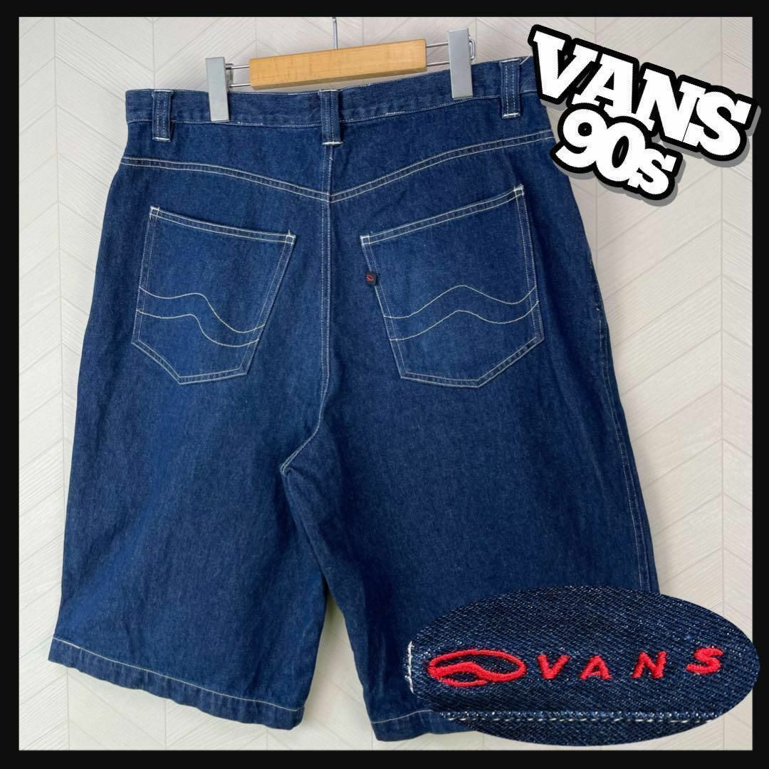 入手困難 90s OLD VANS ショートパンツ デニム ハーフパンツ 刺繍