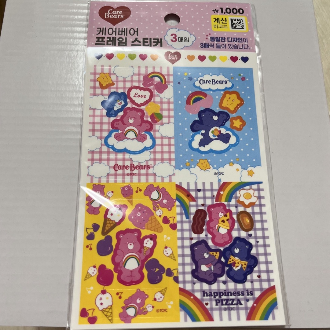 CareBears(ケアベア)の韓国限定 ステッカー・シール3枚セット【新品未開封】 インテリア/住まい/日用品の文房具(シール)の商品写真