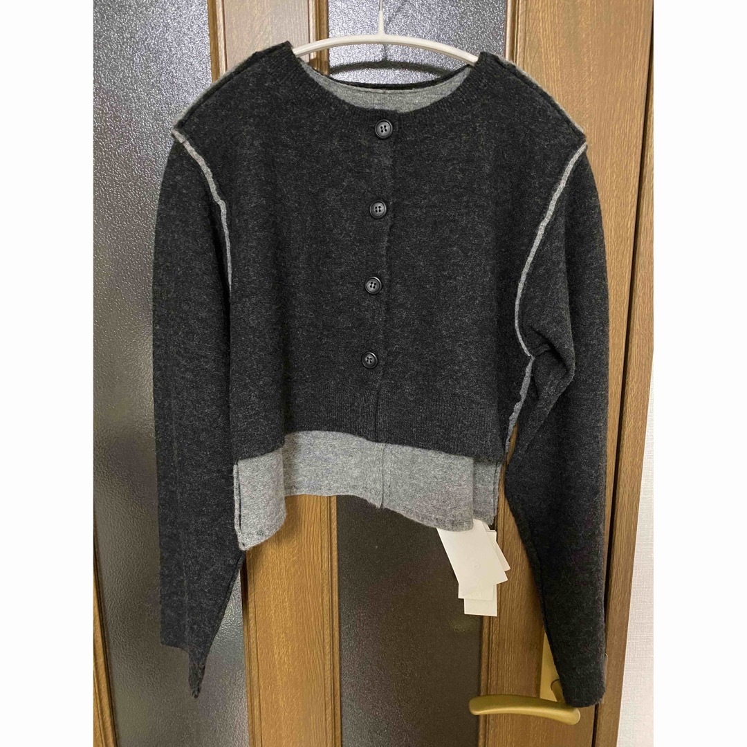 PERVERZE Stitching Double Cardigan