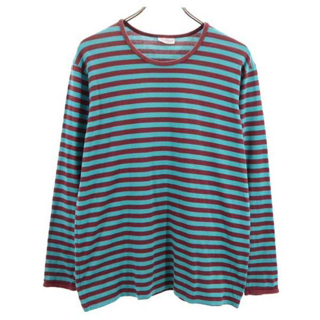 マリメッコ ボーダー 長袖 Tシャツ M グリーン系 marimekko ロンT メンズ   【230926】 メール便可