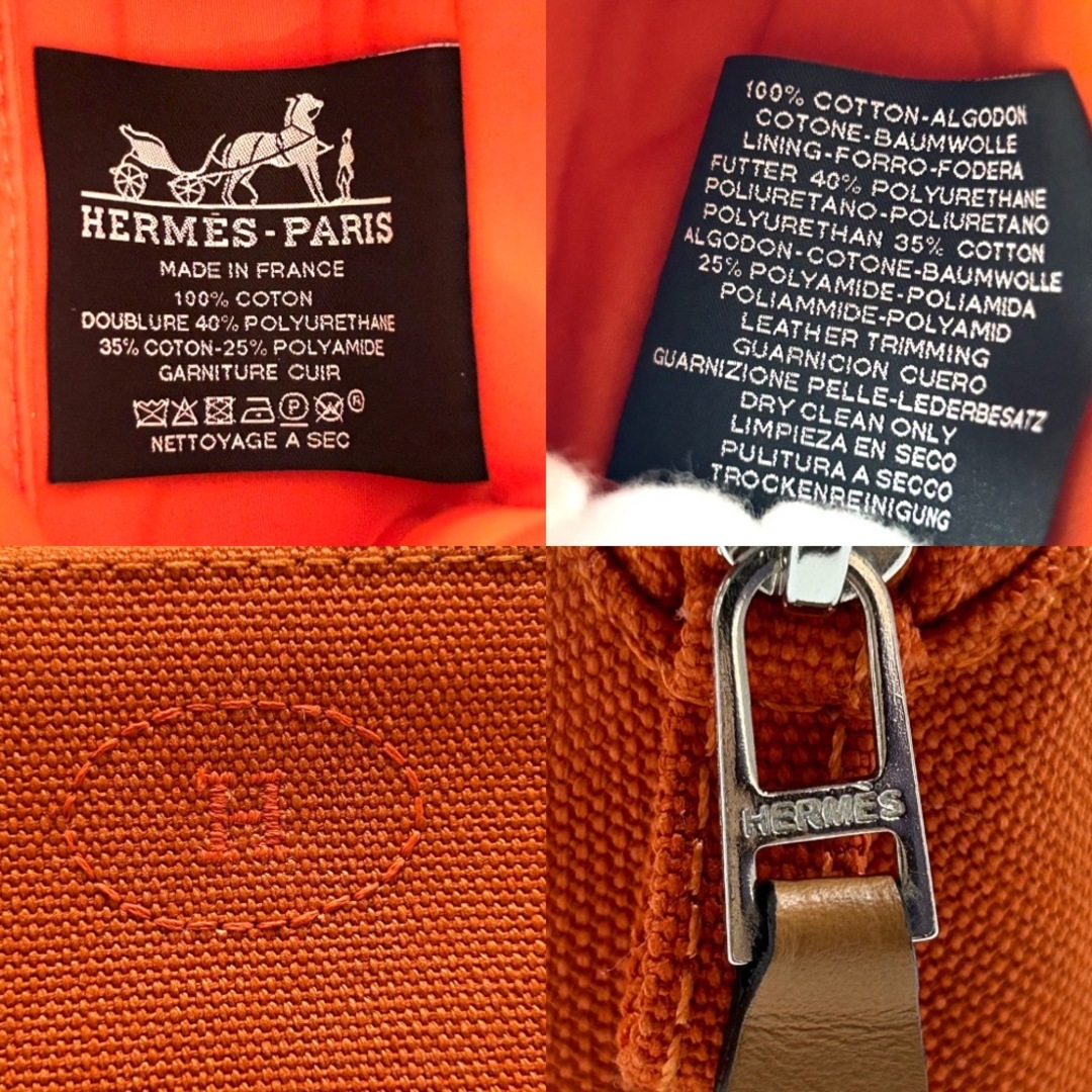 【限定価格】HERMES エルメス ポーチ ボリードポーチ ミニミニ アクセサリーポーチ コスメポーチ 小物入れ キャンバス    オレンジ シルバー金具 レディース 定番【品】