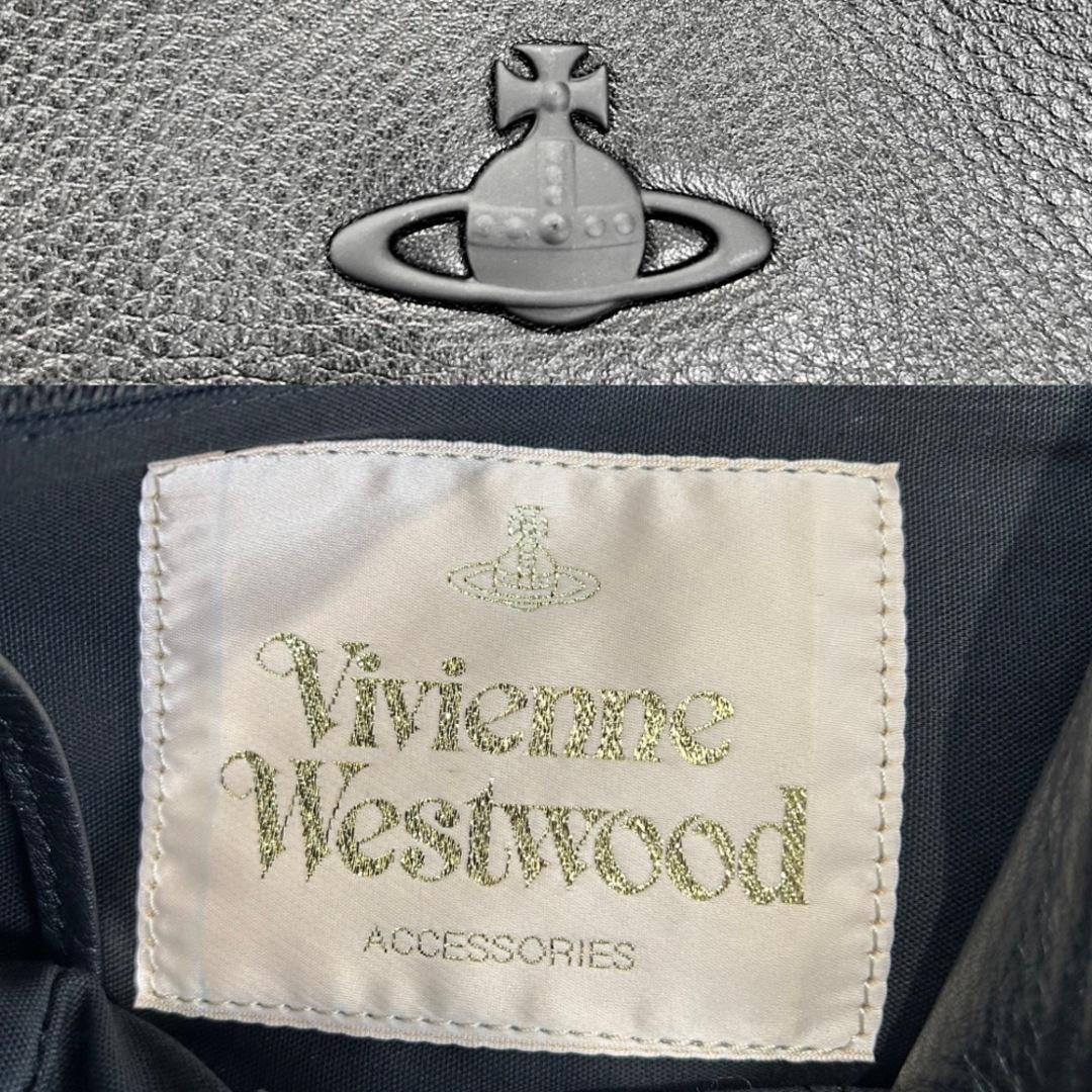 【限定価格】Vivienne Westwood ヴィヴィアンウエストウッド リュック オーブ バックパック A4対応 かばん 鞄 レザー    ブラック 黒 シルバー金具 レディース 定番【品】