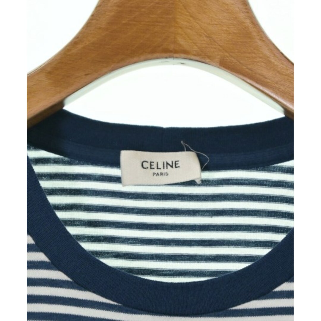 CELINE セリーヌ Tシャツ・カットソー S 紺x白(ボーダー)