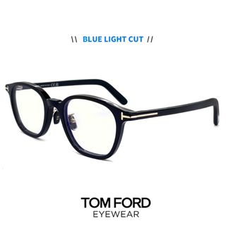 トムフォード(TOM FORD)の【新品】 トムフォード ブルーライトカット メガネ ft5858-d-b/v 001 日本デザインモデル 度なし 伊達メガネ TOM FORD ウェリントン 黒縁 黒ぶち(サングラス/メガネ)