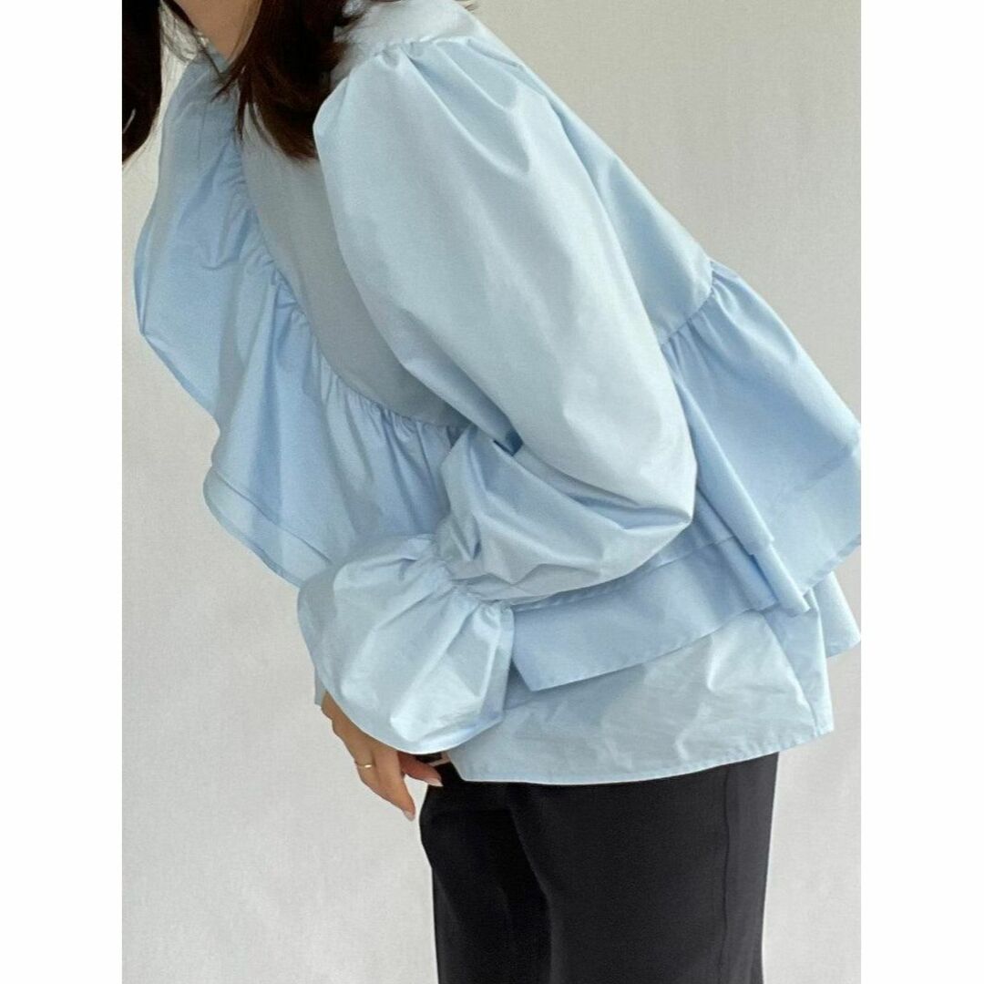 激レア 新品 Clastellar round frill blouse ブルー