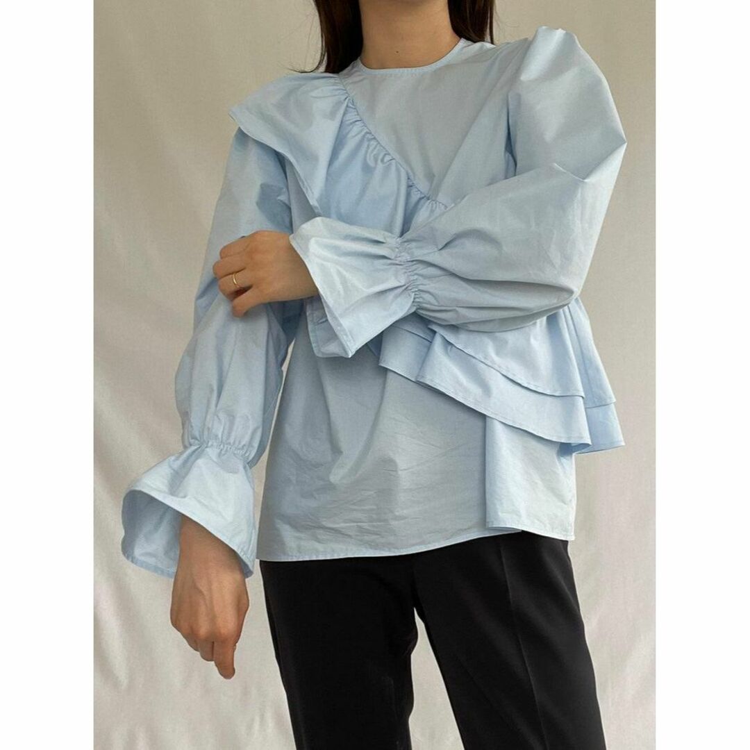 激レア 新品 Clastellar round frill blouse ブルー